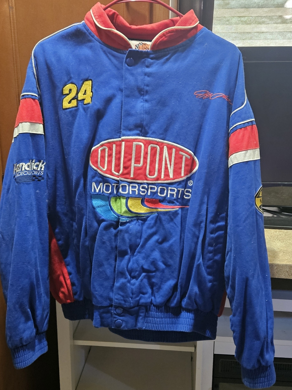 Winners Circle Jeff Gordon DuPont Motorsports Blue and Red Racing Bomber Jacket
